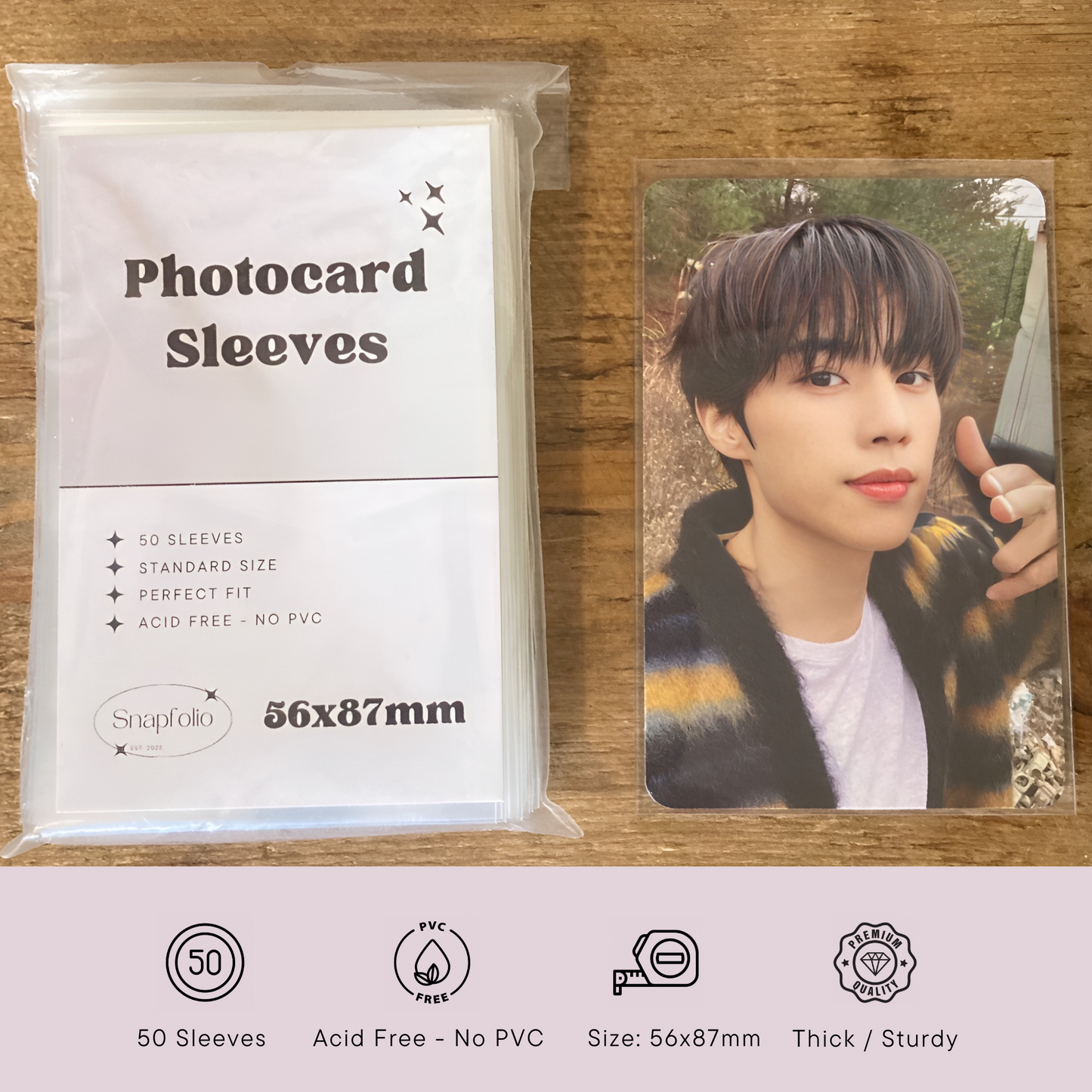 Kpop Photocard Sleeves - 56x87mm (Pack of 50)