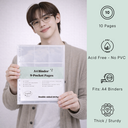 A4 Binder 9-Pocket Pages, Refill, Double-sided (Pack of 10)