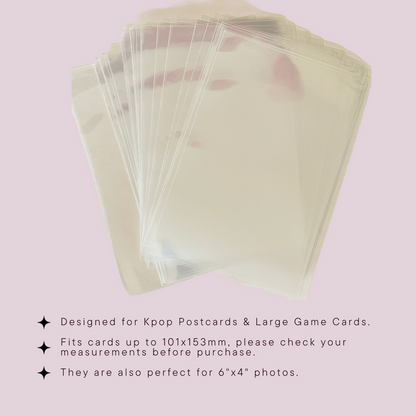 Kpop Postcard Sleeves - 103x155mm (Pack of 50), Extra Large, 6"x4" Photo Protection