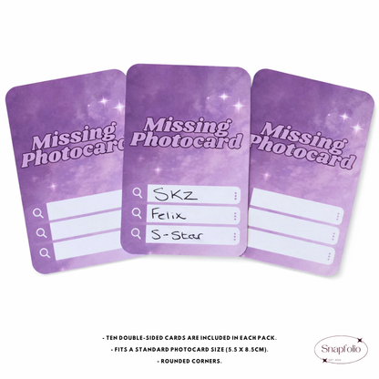 Photocard Binder Fillers / Placeholders (Pack of 10) - Purple