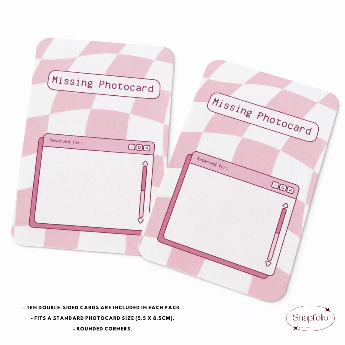 Photocard Binder Fillers / Placeholders (Pack of 10) - Pink Retro