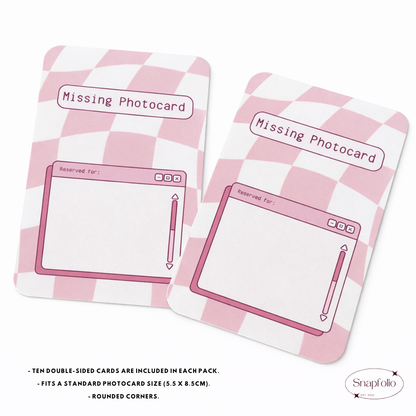 Photocard Binder Fillers / Placeholders (Pack of 10) - Pink Retro