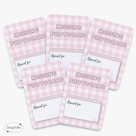 Photocard Binder Fillers / Placeholders (Pack of 10) - Pink Gingham