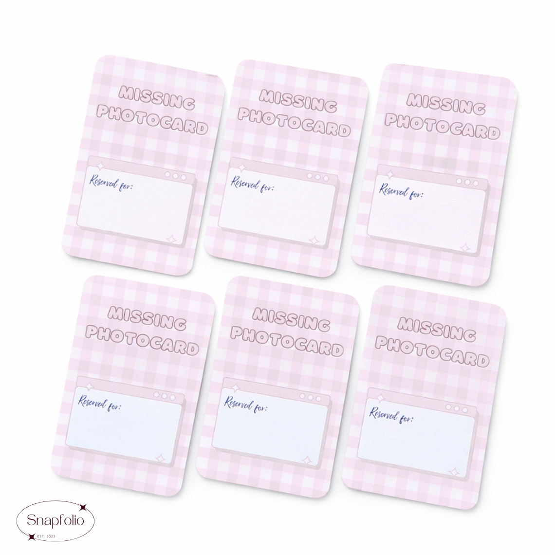 Photocard Binder Fillers / Placeholders (Pack of 10) - Pink Gingham