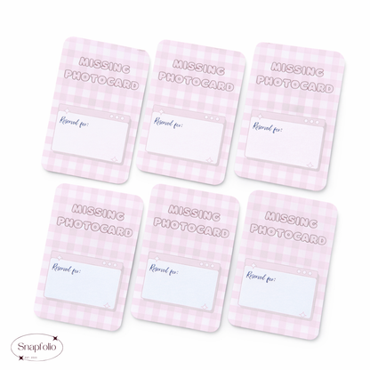 Photocard Binder Fillers / Placeholders (Pack of 10) - Pink Gingham