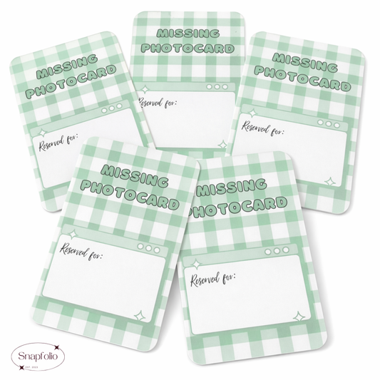Photocard Binder Fillers / Placeholders (Pack of 10) - Green Gingham