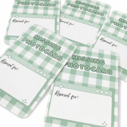 Photocard Binder Fillers / Placeholders (Pack of 10) - Green Gingham