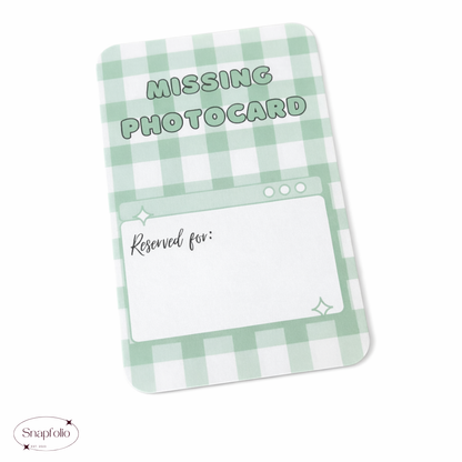 Photocard Binder Fillers / Placeholders (Pack of 10) - Green Gingham