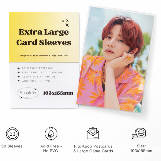 Kpop Postcard Sleeves - 103x155mm (Pack of 50), Extra Large, 6"x4" Photo Protection
