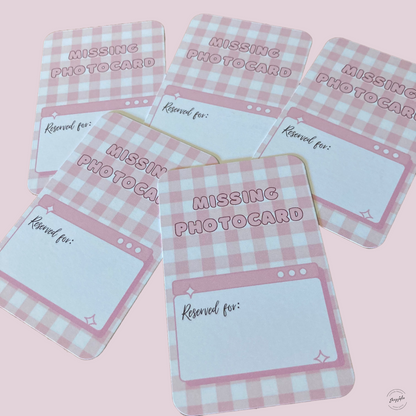 Photocard Binder Fillers / Placeholders (Pack of 10) - Pink Gingham