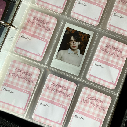 Photocard Binder Fillers / Placeholders (Pack of 10) - Pink Gingham