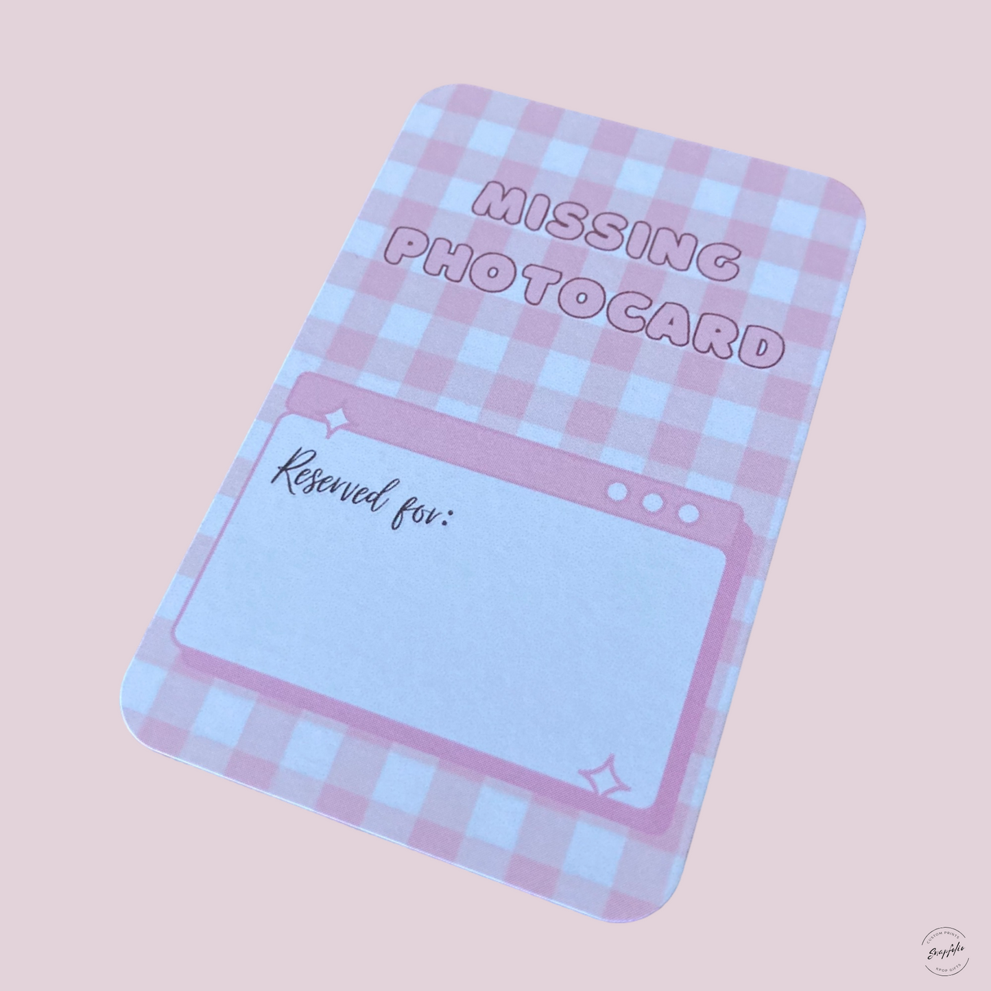 Photocard Binder Fillers / Placeholders (Pack of 10) - Pink Gingham