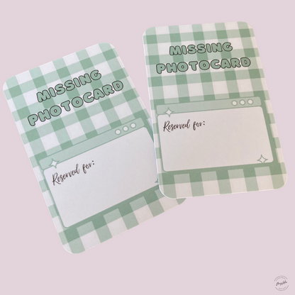 Photocard Binder Fillers / Placeholders (Pack of 10) - Green Gingham