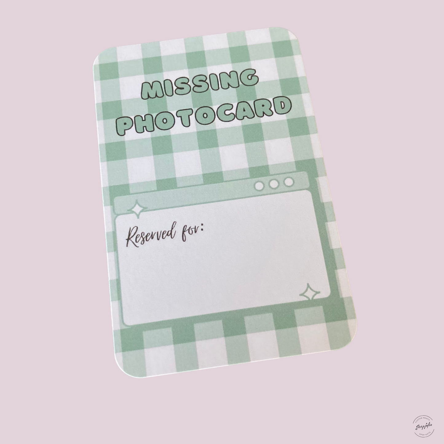 Photocard Binder Fillers / Placeholders (Pack of 10) - Green Gingham