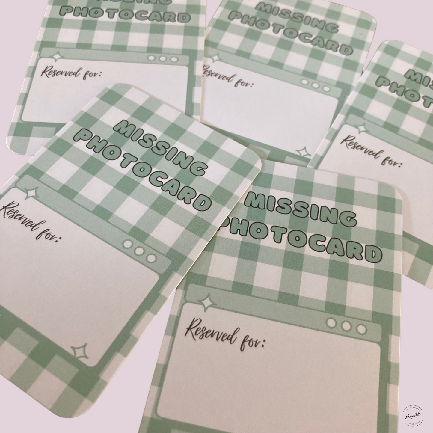 Photocard Binder Fillers / Placeholders (Pack of 10) - Green Gingham