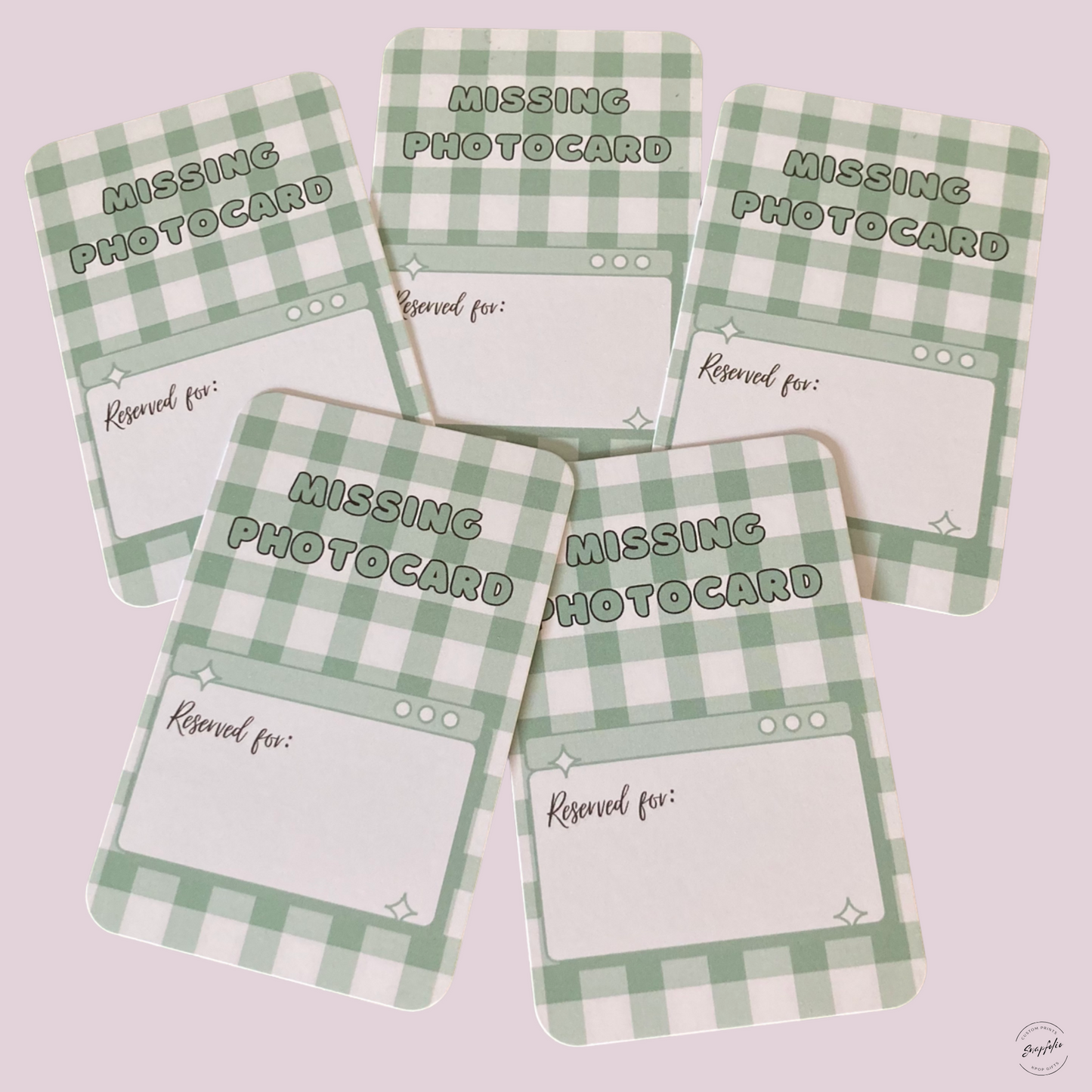 Photocard Binder Fillers / Placeholders (Pack of 10) - Green Gingham